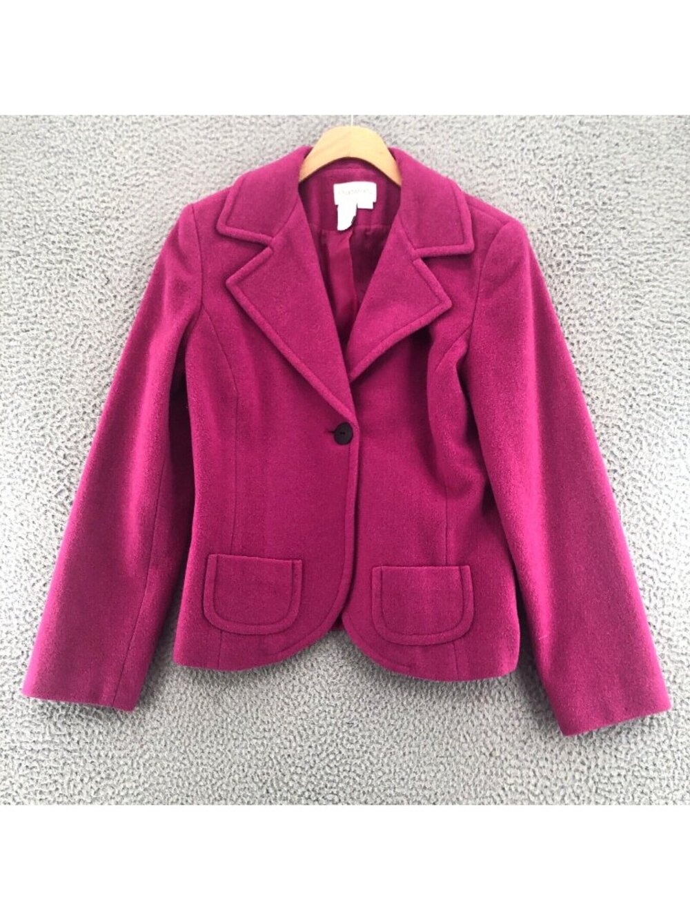 Chadwicks Blazer Womens 8 Pink Wool Blend Felt Button Up Jacket Pockets Career